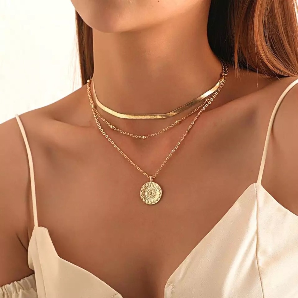 🎉 New Golden Layered Chain & Coin Necklace